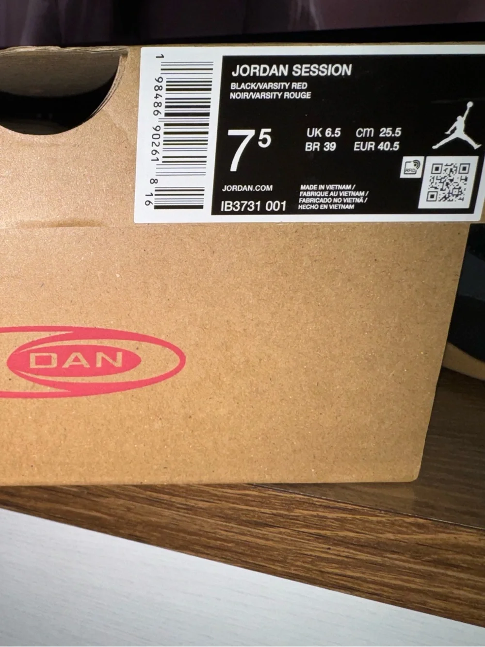 Jordan Session Black Varsity Red Gum Sneakers Men’s 7.5 NWT IB3731-001